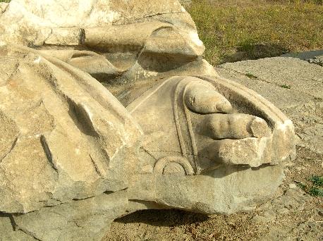 foot of massive statue at Claros