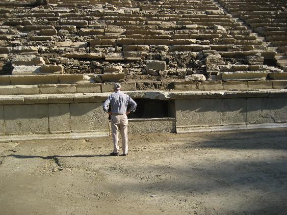 Finlay in the newly excavated stadium at Magnesia